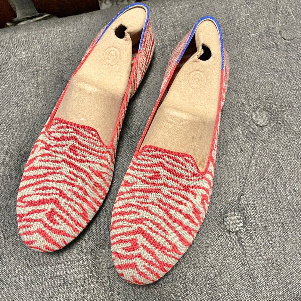Rothys red zebra loafer